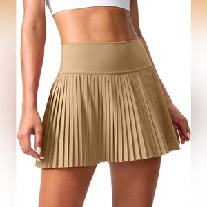 Santiny Pleated Tennis Athletic Skort with Pockets Dark Khaki Medium NWT